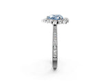 White gold Fancy Blue Heart  Halo Milgrain Pave Diamond Ring with Four-Prong Setting 2