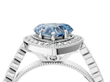 White gold Fancy Blue Heart  Halo Milgrain Solitaire with Bezel Set Side Stones and Pave Band_36