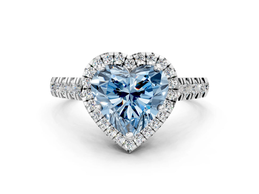 White gold Fancy Blue Heart  Halo Pavé Diamond Engagement Ring with Four-Prong Setting_26