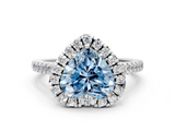 White gold Fancy Blue Heart  Halo Pavé Diamond Engagement Ring with Four-Prong Setting_3