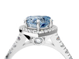White gold Fancy Blue Heart  Halo Pavé Diamond Engagement Ring with Four-Prong Setting_30