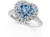 White gold Fancy Blue Heart  Halo Pavé Diamond Engagement Ring with Four-Prong Setting_4