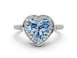 White gold Fancy Blue Heart  Halo Pave Band Solitaire Ring with Prong Setting_84