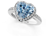 White gold Fancy Blue Heart  Halo Pave Band Solitaire Ring with Prong Setting_85