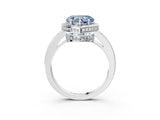 White gold Fancy Blue Heart  Halo Pave Band Solitaire Ring with Prong Setting_87