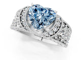 White gold Fancy Blue Heart  Halo Pave Diamond Engagement Ring with Milgrain Detailing_48
