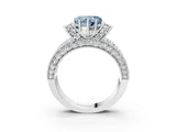 White gold Fancy Blue Heart  Halo Pave Diamond Engagement Ring with Milgrain Detailing_52