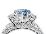 White gold Fancy Blue Heart  Halo Pave Diamond Engagement Ring with Milgrain Detailing_53