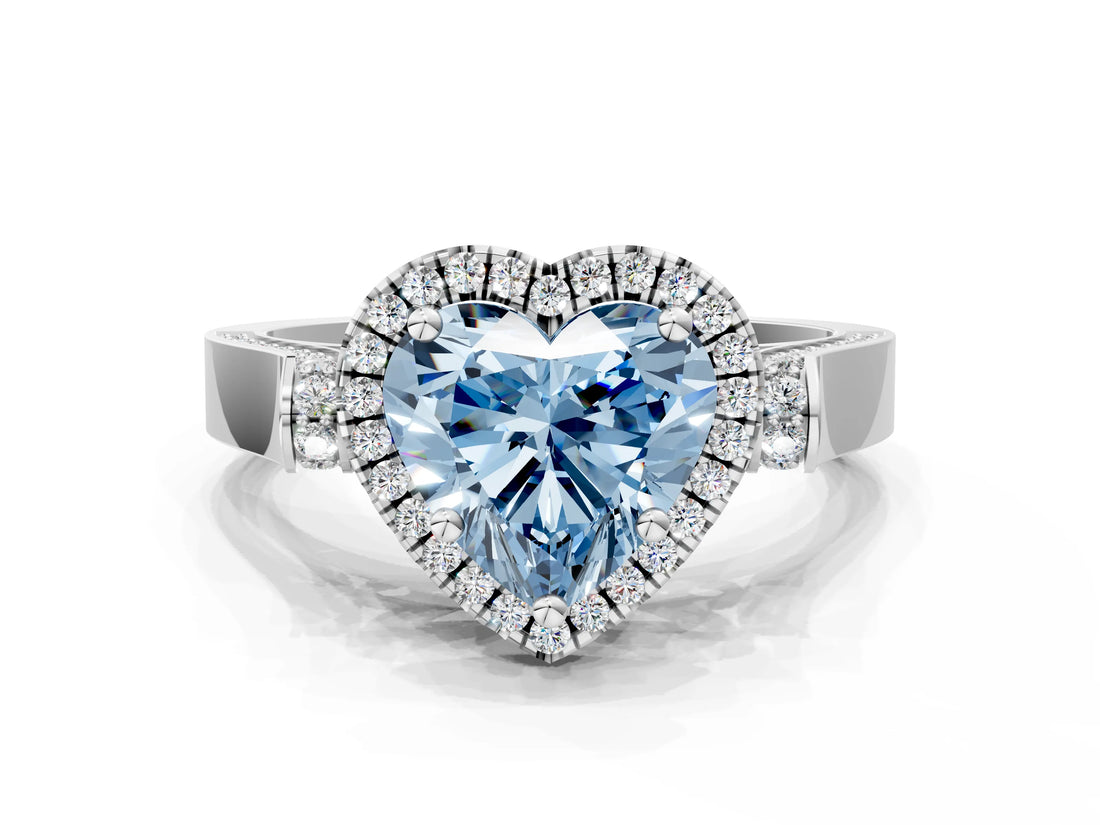 White gold Fancy Blue Heart  Halo Pave Split Shank Prong Setting Ring_75
