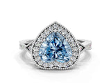 White gold Fancy Blue Heart  Halo Round Diamond Milgrain Pave Engagement Ring_3