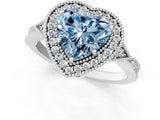 White gold Fancy Blue Heart  Halo Round Diamond Milgrain Pave Engagement Ring_4