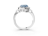 White gold Fancy Blue Heart  Halo Round Diamond Milgrain Pave Engagement Ring_6