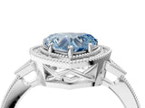 White gold Fancy Blue Heart  Halo Round Diamond Milgrain Pave Engagement Ring_7