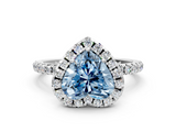 White gold Fancy Blue Heart  Halo Round Diamond Pavé Band Four-Prong Ring_3