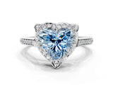 White gold Fancy Blue Heart  Halo Round Diamond Pave Band with Four-Prong Setting_50