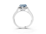 White gold Fancy Blue Heart  Halo Round Diamond Pave Band with Four-Prong Setting_52
