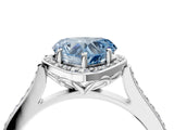White gold Fancy Blue Heart  Halo Round Diamond Pave Band with Four-Prong Setting_54