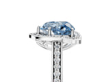 White gold Fancy Blue Heart  Halo Round Diamond Pave Band with Four-Prong Setting_55