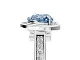 White gold Fancy Blue Heart  Halo Solitaire Diamond Ring with Pave Band and Bezel Setting_54