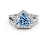 White gold Fancy Blue Heart  Halo Split Shank Diamond Ring with Four-Prong Setting_33