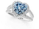 White gold Fancy Blue Heart  Halo Split Shank Diamond Ring with Four-Prong Setting_34