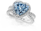 White gold Fancy Blue Heart  Halo Split Shank Diamond Ring with Pavé Setting_26