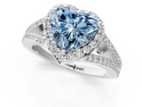 White gold Fancy Blue Heart  Halo Split Shank Diamond Ring with Prong Setting_21