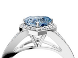 White gold Fancy Blue Heart  Halo Split Shank Diamond Ring with Prong Setting_23