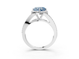 White gold Fancy Blue Heart  Halo Split Shank Diamond Ring with Prong Setting_23
