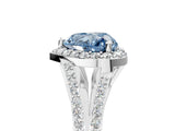 White gold Fancy Blue Heart  Halo Split Shank Pave Diamond Ring with Four-Prong Setting_54