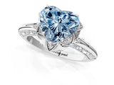 White gold Fancy Blue Heart  Halo Split Shank Pave Diamond Ring with Petal Prong Setting_28