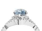 White gold Fancy Blue Heart  Halo Twist Band Solitaire Prong Setting Ring_63