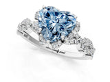 White gold Fancy Blue Heart  Halo Twist Band Solitaire Ring with Six-Prong Setting_33