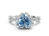 White gold Fancy Blue Heart  Halo Twist Band Solitaire Ring with Six-Prong Setting_33