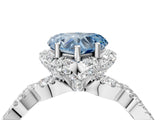 White gold Fancy Blue Heart  Halo Twist Band Solitaire Ring with Six-Prong Setting_37