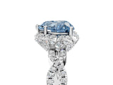 White gold Fancy Blue Heart  Halo Twist Band Solitaire Ring with Six-Prong Setting_37