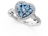 White gold Fancy Blue Heart  Halo Twist Band Solitaire Ring_21