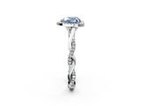 White gold Fancy Blue Heart  Halo Twist Band Solitaire Ring_22