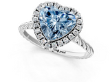 White gold Fancy Blue Heart  Halo Twisted Band Four-Prong Diamond Ring_21
