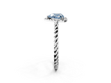 White gold Fancy Blue Heart  Halo Twisted Band Four-Prong Diamond Ring_22