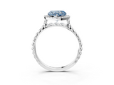 White gold Fancy Blue Heart  Halo Twisted Band Four-Prong Diamond Ring_23