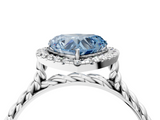 White gold Fancy Blue Heart  Halo Twisted Band Four-Prong Diamond Ring_24