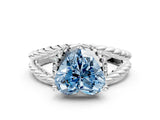 White gold Fancy Blue Heart  Halo Twisted Band Four-Prong Ring_32