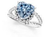 White gold Fancy Blue Heart  Halo Twisted Band Four-Prong Ring_33