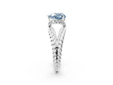 White gold Fancy Blue Heart  Halo Twisted Band Four-Prong Ring_34