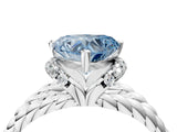 White gold Fancy Blue Heart  Halo Twisted Band Four-Prong Ring_36