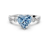 White gold Fancy Blue Heart  Milgrain Bezel Diamond Engagement Ring with Solitaire Prong Setting_137