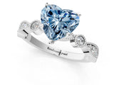 White gold Fancy Blue Heart  Milgrain Bezel Diamond Engagement Ring with Solitaire Prong Setting_137