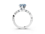 White gold Fancy Blue Heart  Milgrain Bezel Diamond Engagement Ring with Solitaire Prong Setting_144