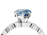 White gold Fancy Blue Heart  Milgrain Bezel Diamond Engagement Ring with Solitaire Prong Setting_145